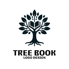 Fototapeta premium Tree Book Vector Logo Design