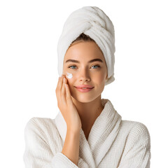 Woman Applying Cream on Face