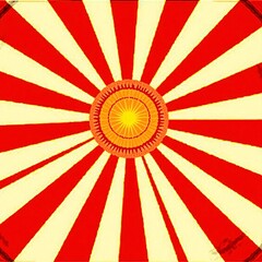 Red and Yellow Sunburst Design Vintage Radial Background Illustration