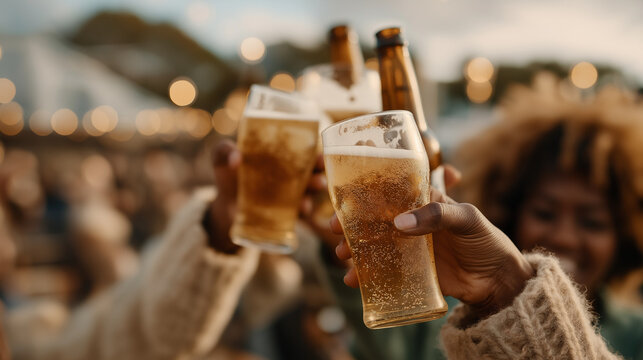 Craft Beer Tasting Celebration in Outdoor Festive Setting  