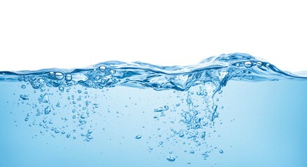 Water with Bubbles on White Background