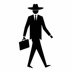 Silhouette vector art illustration of a man holding a briefcase