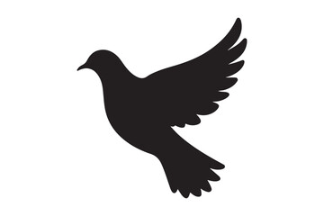 Silhouette of Flying Dove Peace Symbol Black Bird Vector Art