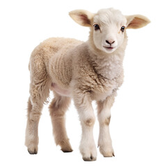 Fototapeta premium Fluffy Lamb Side View Isolated on White