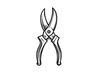Pruning Shears Garden Tool Line Art Vector