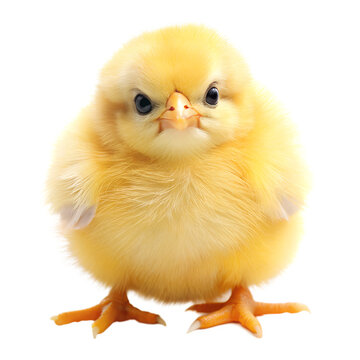 Fluffy Yellow Chick Isolated on White