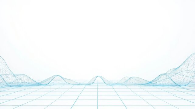 Clean electric blue wireframe design on a white background, ideal for fintech aesthetics and modern technology concepts