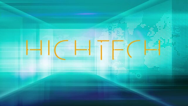 Hightech text in front of modern digital space