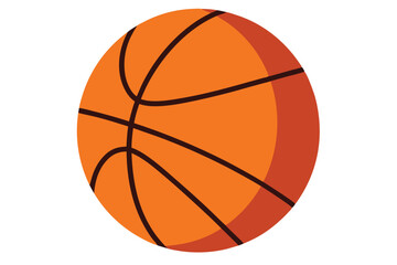 A simple cartoon of an orange basketball with black lines and shadow