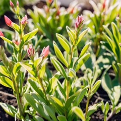 pink and yellow tulips