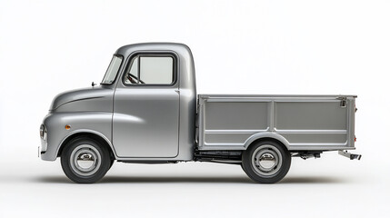 Silver vintage pick-up truck isolated