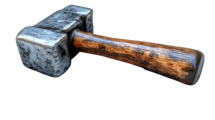 A sturdy hammer with a wooden handle and metallic head ideal for construction and DIY projects