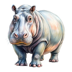 Obraz premium Hand Drawn Hippo Sketch on White