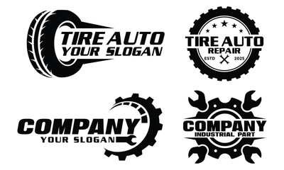 logo of car parts, auto repair, tires logo vector template illustration