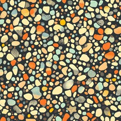 seamless simple pattern of sea stones. Flat sea pebbles seamless pattern.