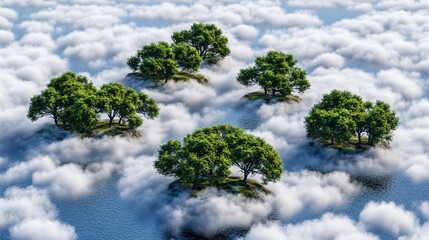 Obraz premium Lush isles adrift in a sea of clouds