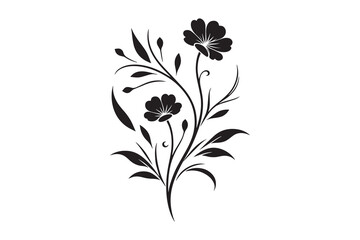 Elegant flower silhouette with white background