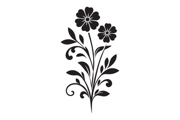 Elegant flower silhouette with white background