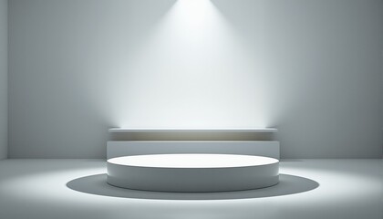 Fototapeta premium White Plinth Illuminating Invisible Object in Minimalist Composition
