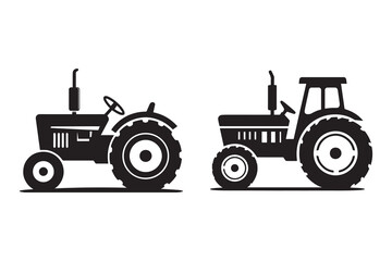 Tractor silhouette with white background