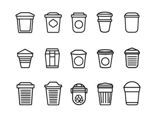 Recycling waste bin linear icon for environment theme