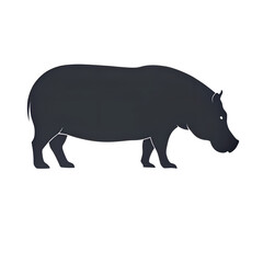 Obraz premium Minimalist Hippo Silhouette on White