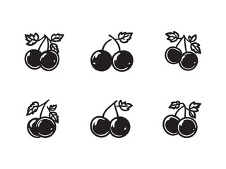 Red Currant line art icon botanical vector sketch