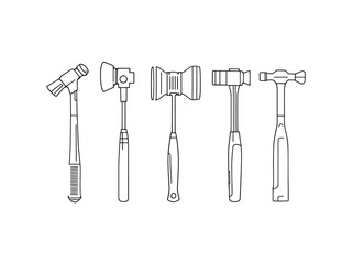 Reflex hammer line art icon physician diagnostic instrument