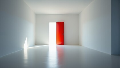 empty room with red door