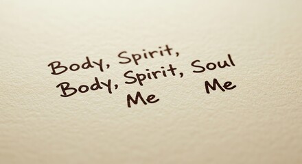 Body Spirit Soul Handwritten Text on Paper