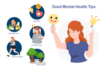 Flat illustration of good mental health care concept.