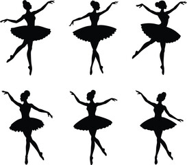 Ballet dancer vector set - 6 ballerina silhouettes, EPS JPEG PNG © Hasbeg