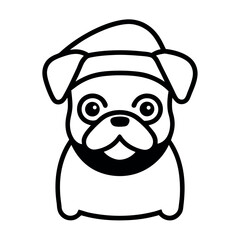 Cute Pug Faces in Santa Hats - Perfect for Holiday Designs