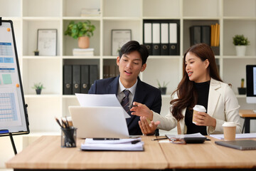 Men and women starting a business and planning with goals