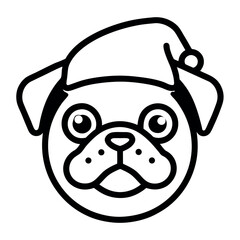 Cute Pug Faces in Santa Hats - Perfect for Holiday Designs