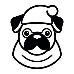 Cute Pug Faces in Santa Hats - Perfect for Holiday Designs