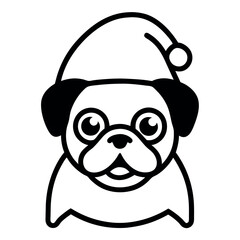 Cute Pug Faces in Santa Hats - Perfect for Holiday Designs