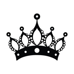elegant queen s tiara pearls vector art silhouette