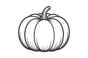 Simple Line Drawing of a Single Pumpkin Isolated on White Background