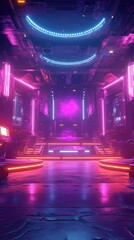 Futuristic neon-lit interior