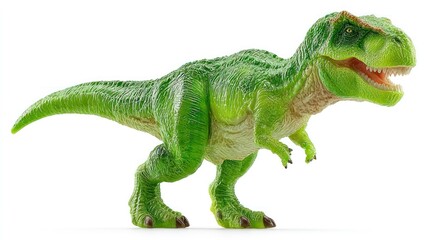 Naklejka premium A vibrant green prehistoric creature with sharp teeth and textured skin ideal for educational