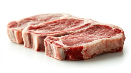 Fototapeta premium Fresh raw beef steaks. Three pieces of raw beef, ready for cooking