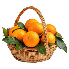 Basket with oranges isolated on transparent background