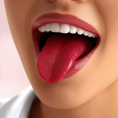 Naklejka premium woman shows red tongue