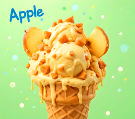 3D illustration, A banner featuring an ice cream cone on a background of varying colors.