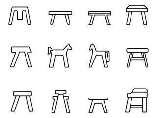 Sawhorse Line Art Vector Illustration for Construction Projects