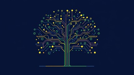 Logo design idea: a circuit tree. It represents new tech, like a modern digital business. It's a vector image.

