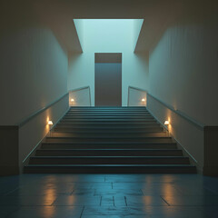Fototapeta premium Empty Staircase Leading Upward in a Quiet