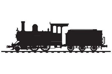 Simple Vintage Train Vector Illustration in Black