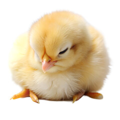 Obraz premium Sleeping Baby Chick on White Backdrop